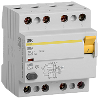 Выключатель дифференциального тока (УЗО) 4п 80А 30мА ВД1-63 АС(Электромеханическое) | код MDV10-4-080-030 | IEK